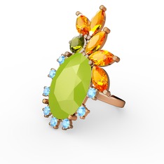 Arinna Yüzük - Neon sarı akrilik 8 ayar rose altın yüzük #o31ugw