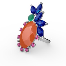 Arinna Yüzük - Neon turuncu akrilik 8 ayar beyaz altın yüzük #ohj8dk