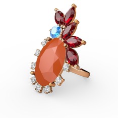 Arinna Yüzük - Neon turuncu akrilik 18 ayar rose altın yüzük #p07a19