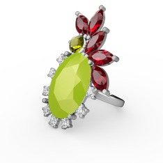 Arinna Yüzük - Neon sarı akrilik 14 ayar beyaz altın yüzük #phkafh