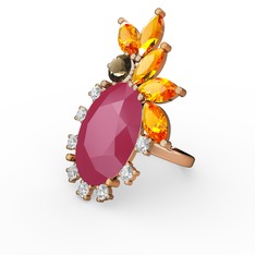 Arinna Yüzük - Neon pembe akrilik 18 ayar rose altın yüzük (0.48 karat) #pknmj6