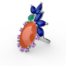 Arinna Yüzük - Neon turuncu akrilik 14 ayar beyaz altın yüzük #plplno