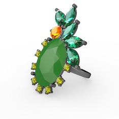 Arinna Yüzük - Neon yeşil akrilik 925 ayar siyah rodyum kaplama gümüş yüzük #pqh9kf