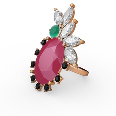 Arinna Yüzük - Neon pembe akrilik 14 ayar rose altın yüzük #pzm41n