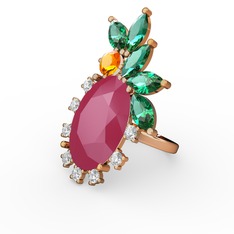 Neon pembe akrilik 925 ayar rose altın kaplama gümüş yüzük (0.48 karat)