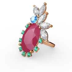 Neon pembe akrilik 8 ayar rose altın yüzük