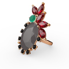 Füme akrilik 925 ayar altın kaplama gümüş yüzük