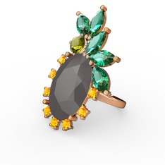 Arinna Yüzük - Füme akrilik 925 ayar altın kaplama gümüş yüzük #qecv9n