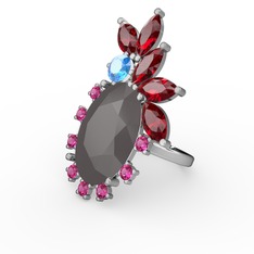 Arinna Yüzük - Füme akrilik 14 ayar beyaz altın yüzük #qhf16a