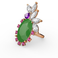 Arinna Yüzük - Neon yeşil akrilik 925 ayar rose altın kaplama gümüş yüzük #qhzcx9