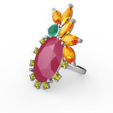 Arinna Yüzük - Neon pembe akrilik 14 ayar beyaz altın yüzük #qkp38n