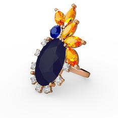 Arinna Yüzük - Lacivert akrilik 925 ayar altın kaplama gümüş yüzük (0.48 karat) #qsxdhz