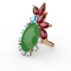 Arinna Yüzük - Neon yeşil akrilik, garnet ve akuamarin 925 ayar rose altın kaplama gümüş yüzük #rgfcif