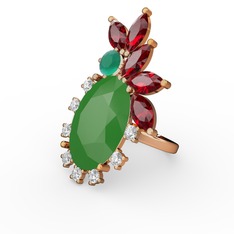 Neon yeşil akrilik 14 ayar rose altın yüzük