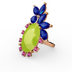 Arinna Yüzük - Neon sarı akrilik, lab safir ve rodolit garnet 14 ayar rose altın yüzük #sflukh