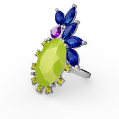 Arinna Yüzük - Neon sarı akrilik 18 ayar beyaz altın yüzük #smod4k