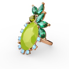 Arinna Yüzük - Neon sarı akrilik 8 ayar rose altın yüzük #t1eo0n