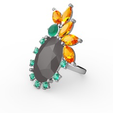 Arinna Yüzük - Füme akrilik 18 ayar beyaz altın yüzük #tauz4d