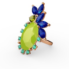 Neon sarı akrilik 18 ayar altın yüzük