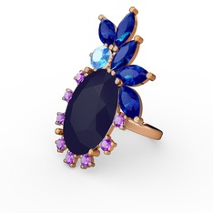 Arinna Yüzük - Lacivert akrilik 18 ayar altın yüzük #u83t1r