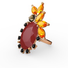 Kırmızı akrilik 925 ayar rose altın kaplama gümüş yüzük