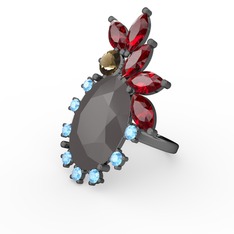 Arinna Yüzük - Füme akrilik 925 ayar siyah rodyum kaplama gümüş yüzük #ufbyl1