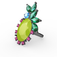 Arinna Yüzük - Neon sarı akrilik 925 ayar siyah rodyum kaplama gümüş yüzük #umhjqx