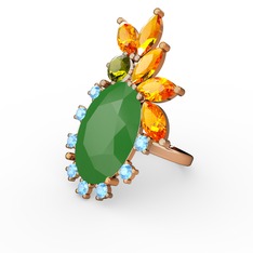 Arinna Yüzük - Neon yeşil akrilik 8 ayar rose altın yüzük #usifdc