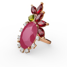 Arinna Yüzük - Neon pembe akrilik 8 ayar rose altın yüzük (0.48 karat) #v4fjkc