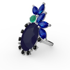 Arinna Yüzük - Lacivert akrilik 14 ayar beyaz altın yüzük #vikeok