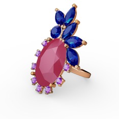 Arinna Yüzük - Neon pembe akrilik, lab safir ve ametist 18 ayar altın yüzük #vmfwfg