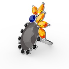 Arinna Yüzük - Füme akrilik 14 ayar beyaz altın yüzük #vqpc8n