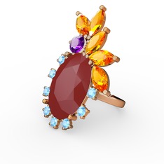 Arinna Yüzük - Kırmızı akrilik 18 ayar rose altın yüzük #vu96v