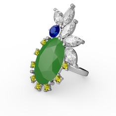 Neon yeşil akrilik 14 ayar beyaz altın yüzük