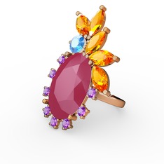 Arinna Yüzük - Neon pembe akrilik 925 ayar rose altın kaplama gümüş yüzük #whbidj