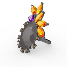 Arinna Yüzük - Füme akrilik 925 ayar siyah rodyum kaplama gümüş yüzük #wl10ii