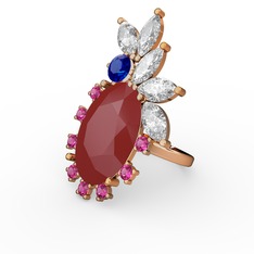 Arinna Yüzük - Kırmızı akrilik 8 ayar rose altın yüzük #x21dcz