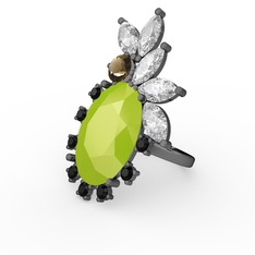 Arinna Yüzük - Neon sarı akrilik 925 ayar siyah rodyum kaplama gümüş yüzük #x3xbpo