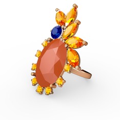 Arinna Yüzük - Neon turuncu akrilik, sitrin ve lab safir 18 ayar rose altın yüzük #xtafb4