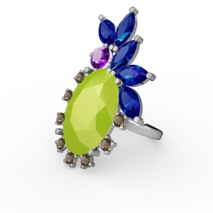 Arinna Yüzük - Neon sarı akrilik 18 ayar beyaz altın yüzük #xunexz