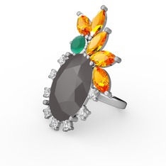 Arinna Yüzük - Füme akrilik 8 ayar beyaz altın yüzük #xvudhk