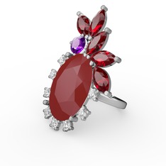 Arinna Yüzük - Kırmızı akrilik 18 ayar beyaz altın yüzük #y1sanr