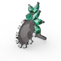 Arinna Yüzük - Füme akrilik 925 ayar siyah rodyum kaplama gümüş yüzük #yic6eq