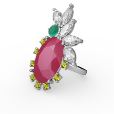 Arinna Yüzük - Neon pembe akrilik 14 ayar beyaz altın yüzük #ym9ji