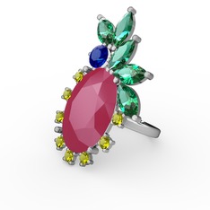 Neon pembe akrilik 18 ayar beyaz altın yüzük