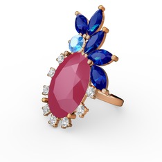 Arinna Yüzük - Neon pembe akrilik 8 ayar rose altın yüzük (0.48 karat) #yyeu24