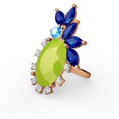 Arinna Yüzük - Neon sarı akrilik 18 ayar rose altın yüzük (0.48 karat) #z29gub