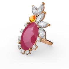 Arinna Yüzük - Neon pembe akrilik 14 ayar rose altın yüzük (0.48 karat) #z46qvq