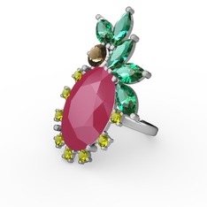Neon pembe akrilik 8 ayar beyaz altın yüzük