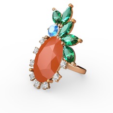 Arinna Yüzük - Neon turuncu akrilik 8 ayar rose altın yüzük (0.48 karat) #z985ht